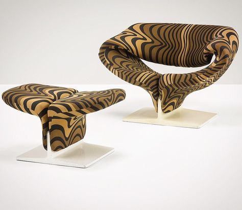 Pierre Paulin ‘Ribbon Chair’ 1966 Ribbon Chair, Iconic Armchairs, Mcm Atomic, Pierre Paulin, Lacquered Wood, Armchair Furniture, Deck Chairs, Furniture Maker, Chair Fabric