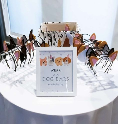 Dog Rescue Birthday Party, Dog Themed Party Foods, Dog Theme Table Decorations, Wiener Dog Birthday Party, Raise The Woof Party, Dog 1st Birthday Theme, Dog Birthday Goodie Bags, Dog Third Birthday Theme, First Puppy Birthday