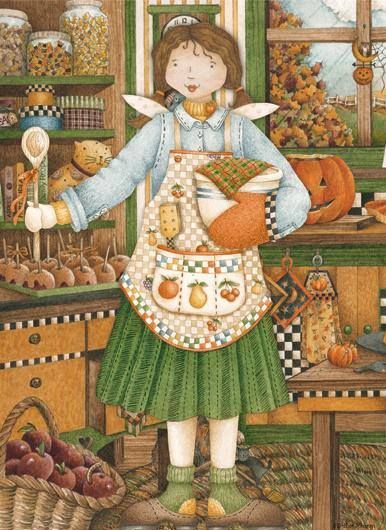 Bake someone Happy :) Debbie Mumm, Arte Folk, Mary Engelbreit, Chalk Art, Fall Halloween, Cookies Et Biscuits, Folk Art, Decoupage, Apron