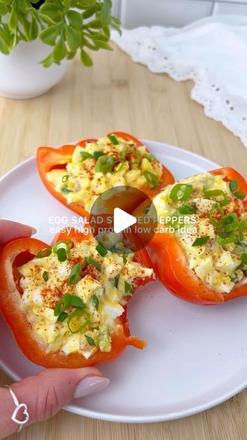 Egg Salad Stuffed Peppers, Boiled Food, Prep Bowls, Healthy Breakfasts, Meal Prep Bowls, Egg Yolks, High Protein Low Carb, Wine Vinegar, Egg Salad