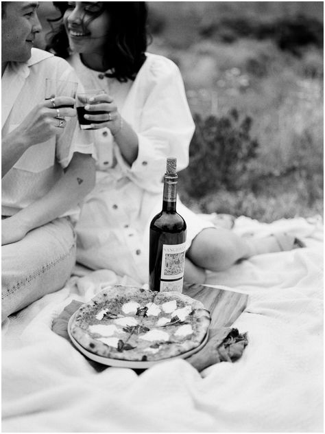 Picnic Engagement Photos, Wine Pizza, Picnic Photo Shoot, Wine And Pizza, Picnic Photography, Wine Picnic, Picnic Engagement, The Perfect Couple, Shot On Film