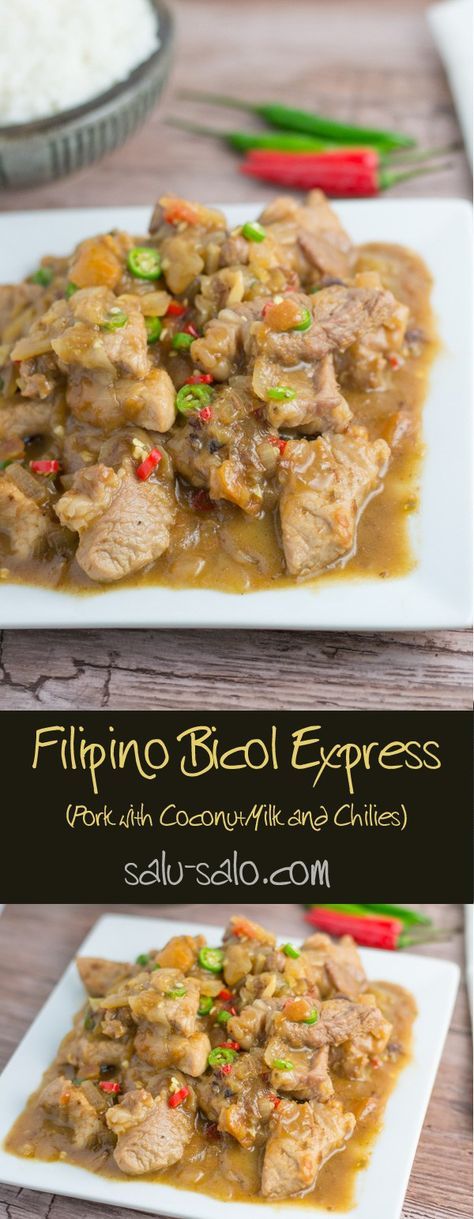 Bicol Express Coconut Milk Shrimp, Phillipino Food, Bicol Express, Easy Filipino Recipes, Philippines Recipes, Philippines Food, Pork Stew, Shrimp Paste, Spicy Pork