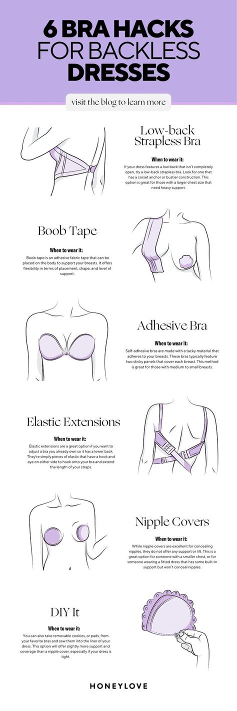 Backless dress? No stress! Check out our bra guide for the perfect support, even in your chicest backless ensembles. Click the link to learn more. What Bra To Wear, Bra Guide, Bras For Backless Dresses, Backless Dresses, Bra Hacks, Best Bras, And Dresses, To Learn, Sewing Projects