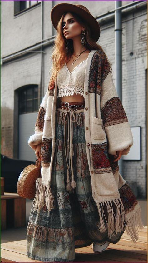 Fall Fashion Boho Chic, Spring Bohemian Outfits, Bohemian Cold Weather Outfits, Boho Artist Style, Urban Boho Outfits, Winter Hippie Outfits Boho, Bohemian Rock Style, Boho Winter Outfits Hippie, Boho Style Photoshoot