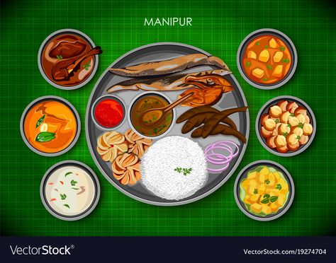 Manipur Food, Manipuri Cuisine, Manipuri Food, Foods Quotes, Pop Design For Hall, Funny Illusions, Food Quotes Funny, Cartoon Food, State Foods