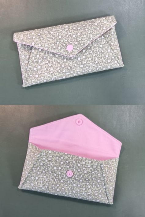 Quick and Easy!! How to make a pouch with ample inner space Craft Fair Ideas To Sell, Fabric Envelopes, Couture 2023, Wallet Sewing Pattern, Clutch Pattern, Sewing Binding, Fabric Envelope, Sewing To Sell, Mosaic Animals