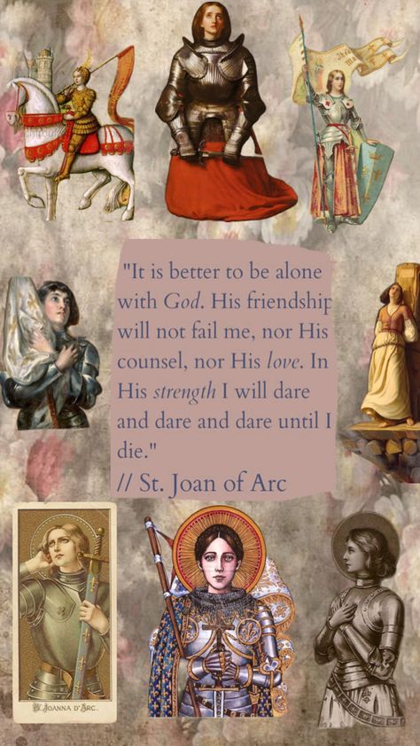 #Joan #StJoan #JoanofArc #Catholic #aesthetic #saint #Christian #Jesus #Catolico #Catolicismo #Santa #Inspirational #Quote #Christianquote #Quotes Joan Of Arc Quotes, Catholic Aesthetic, St Joan Of Arc, Catholic Wallpaper, Catholic Beliefs, Saint Joan Of Arc, St Joan, Saint Quotes Catholic, Bible Doodling