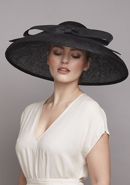 Rachel Trevor-Morgan Millinery | R1886		Black Tiffany bell with bow Rachel Morgan, Microsoft Visio, Classy Hats, Lady Face, Occasion Hats, Vintage Photoshoot, Women Hats, Elegant Hats, Kentucky Derby Hats