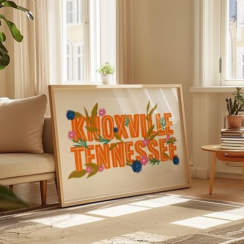 Knoxville TN print now in my Etsy😊❤️ loving these florals and oranges #knoxville #knoxvilletennessee #digitaldownload #print #etsy Tennessee Poster, Tennessee Orange, Knoxville Tennessee, Orange Print, Knoxville Tn, Nov 1, Etsy Printables, Digital Illustration, Tennessee