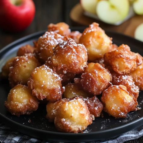 Apple Crisp Bites, Apple Fritter Bites, Recipe For Apple Crisp, Fritter Bites, Baked Apple Fritters, Apple Recipes Easy, Apple Fritter, Food Cafe, Donut Recipe