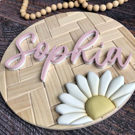 Boho Flower Nursery, Daisy Nursery, Brown Sunflower, 3d Sunflower, Sunflower Daisy, Light Mauve, Daisy Design, Flower Nursery, Nursery Signs