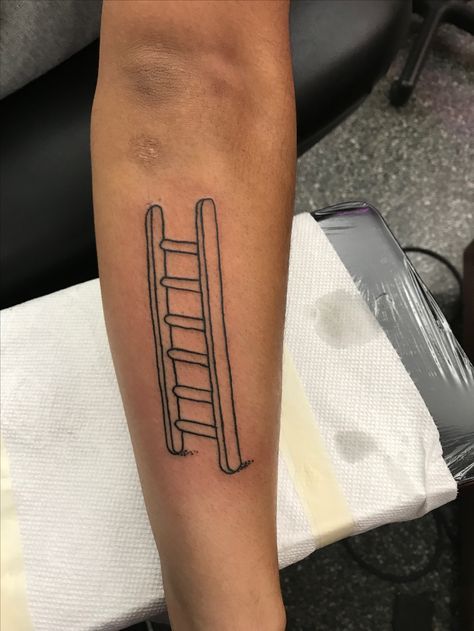 Ladder outline tattoo Stairs Tattoo Design, Ladder Tattoo, Stairs Tattoo, Secret Stairs, International Tattoo, Best Ladder, Path Of Life, Outline Tattoo, Tattoo Meaning