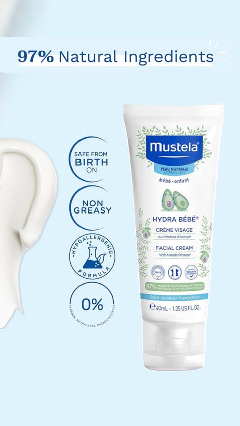 Mustela hydra-bebe face hydrates nourishes and protects their skin with enriched with nutritive oils of plan origin. Hydra-bebe face also helps to defend the skin against external aggressions. Mustela Baby, Skin Care Salon, Dermatological Skin Care, Face Hydration, Facial Cream, Fashion Toys, Baby Products, Men's Grooming, Face Cream