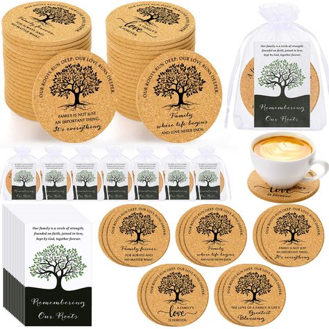 PRICES MAY VARY. Family Reunion Gifts in Bulk: the package contains 50 sets family reunion favors, including 50 pieces family reunion personalized coasters, 50 pieces cards, 50 pieces organza bags, enough quantity to cater to large gatherings or parties Elastic and Non Slip: the family coasters for drinks are made from cork, featuring elasticity and good water absorbing quality, even not easy to slip, giving a good protection to your table surfaces from unsightly ring marks and beverage spills, Family Coasters, Family Reunion Keepsakes, Family Reunion Ideas, Reunion Favors, Family Reunion Favors, Family Reunion Gifts, Cork Mat, Reunion Ideas, Love Run