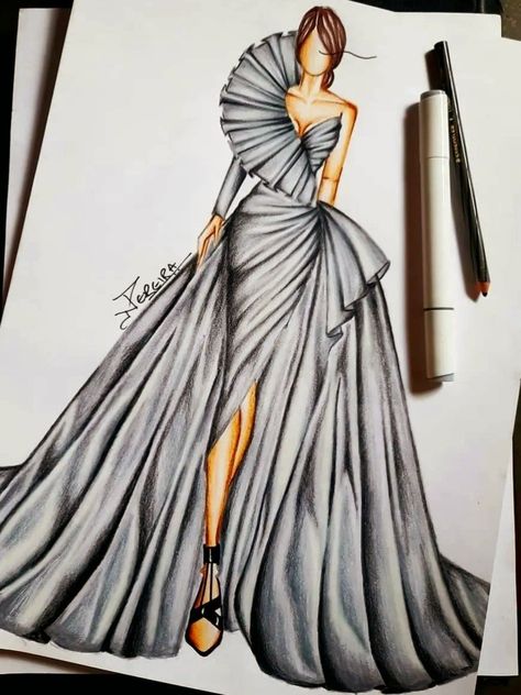 Fashion Illustration Tutorial, Fashion Illustration Collage, Fashion Illustrations Techniques, Fashion Drawing Sketches, Dress Illustration, Fashion Illustration Sketches Dresses, Fashion Design Patterns, Fashion Design Collection, Dress Idea