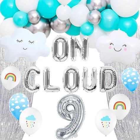 Amazon.com: LaVenty On Cloud 9 ROSE GOLD Balloons Banner On Cloud Nine Birthday Party Decorations for 9 Year Old Girl 9th Birthday Party Invite Decorations : Toys & Games On Cloud Nine Birthday Party, On Cloud 9 Party, Cloud 9 Birthday Party, On Cloud 9 Birthday, Cloud 9 Party, Cloud 9 Birthday, Curtain Detail, Cloud Balloons, Rain Curtain