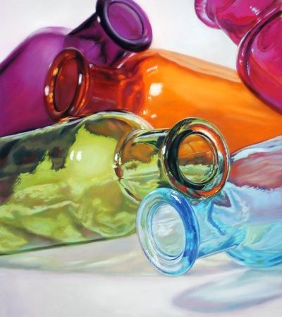 Colorful Glass Bottles, Reflection Art, Ap Studio Art, Pastel Sec, Art Pastel, Still Life Drawing, A Level Art, Still Life Art, High Art