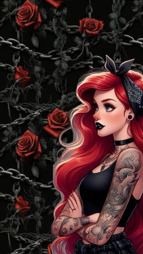 #fyp #wallpaperaesthetic #wallpaperlockscreen #wallpaper #wallpapers #wallapaper Gothic Disney Princesses, Disney Stitch Tattoo, Ariel Wallpaper, Twisted Disney Princesses, Rose Gold Wallpaper Iphone, Goth Disney Princesses, Goth Disney, Punk Disney Princesses, Halloween Wallpaper Iphone Backgrounds