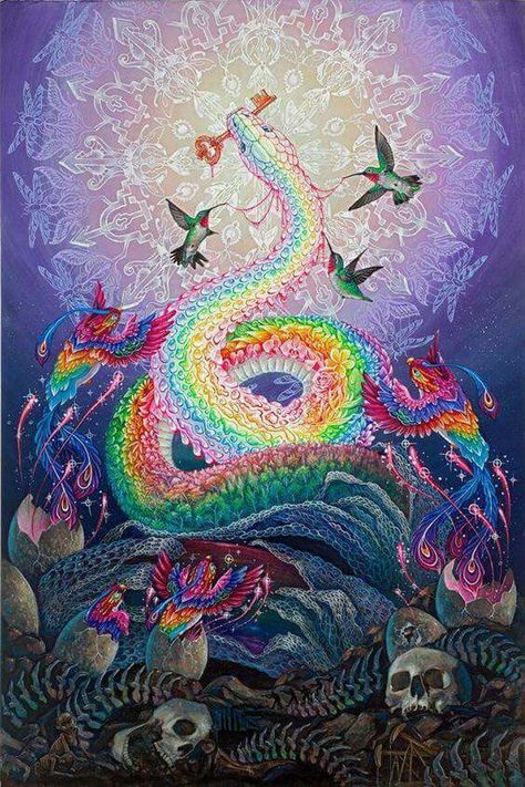 Rainbow Serpent, Psychadelic Art, Psy Art, Visionary Art, Trippy Art, A Dragon, Sacred Art, Spiritual Art, Art Inspo