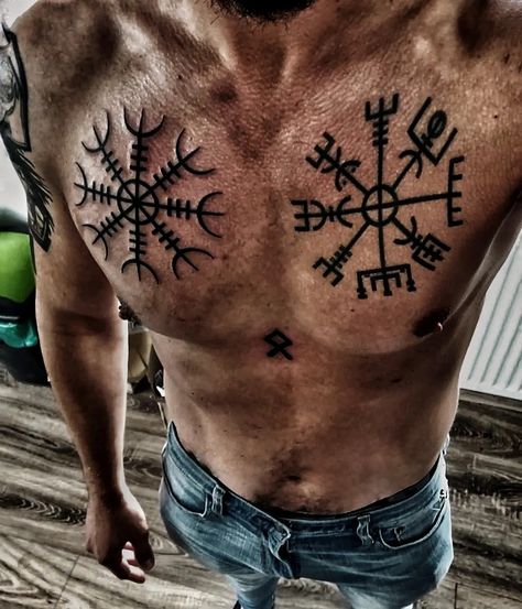 Wiking tattoo Lower Abs Tattoo Men, Viking Chest Tattoo Men, Viking Leg Tattoo, Valhalla Tattoo, Men's Tattoos, Ab Tattoo, Spine Tattoo, Tattoo Idea, Compass Tattoo