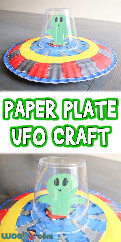 How to make an UFO flying saucer with kids – Recycled Crafts Ufo Craft, Kunst For Barn, Space Activities For Kids, Space Crafts For Kids, Sistem Solar, Summer Camp Crafts, Space Activities, Aktivitas Montessori, Paper Plate Crafts