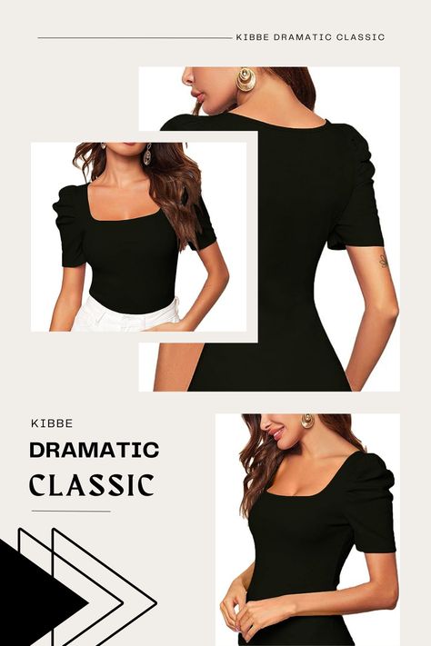 Dramatic Classic Tops, Soft Dramatic Kibbe Outfit, Dramatic Classic Casual Outfits, Dramatic Classic Style Outfits, Dc Kibbe, Kibbe Dramatic Classic, Classic Kibbe, Kibbe Style, Classic Summer Outfits