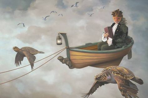 Woman Flying, Magic Realism, Boat Art, Realism Painting, Giclee Painting, The Muse, Fantasy Paintings, Realism Art, Surreal Art