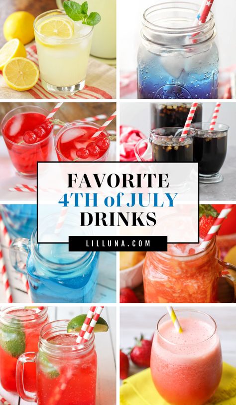 When it comes to holiday BBQs, cool and refreshing beverages are a must. Try any of the recipes from this collection of 4th of July drinks! #4thofjuly #fourthofjuly #drinks #drinkrecipes #holidaydrinks 4th Of July Drinks, Pink Punch Recipes, Cherry Limeade Recipe, Sonic Cherry Limeade, Patriotic Drinks, Orange Julius Recipe, Fourth Of July Drinks, Pink Drink Recipes, Mint Julep Recipe