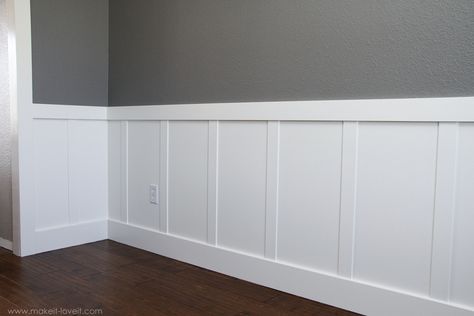 Easy Home Improvement Projects, Home Improvement Loans, Gray Walls, Bead Board, Board And Batten, Wainscoting, Diy Home Improvement, Home Maintenance, Home Improvement Projects