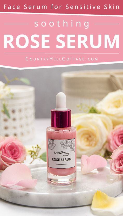 Homemade Face Serum, Glowing Skin At Home, Serum For Sensitive Skin, Rose Serum, Facial Serums, Homemade Facial, Rose Hip Oil, Diy Rose, Diy Kosmetik