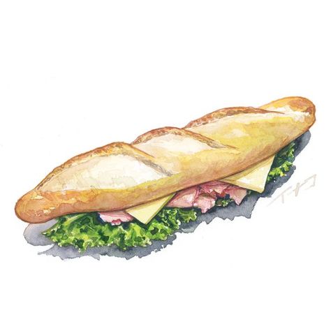 Sandwich Drawing, Food Watercolor, Chalkboard Decor, Food Drawings, Food Illustration Art, Watercolor Food, Cute Food Art, Food Painting, Food Projects