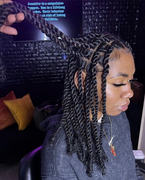 Invisible Two Strand Twist, Two Strand Twist Added Hair, Invisible Locs Hairstyle Long, Invisible Locs Twist Long, Two Strand Twist With Braiding Hair, Long Two Strand Twist, Fulani Twists, Invisible Locks, Large Braids