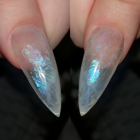 Frostbite Nails, Frost Nails, Moonstone Nails, Ice Nails, Diy Nails Tutorial, Vampire Nails, Nail Tutorial Videos, Pretty Gel Nails, Moonstone Crystal