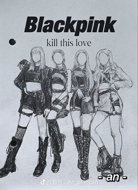 #blackpink #jennie #jisoo #rose #lisa #lalisa #killthislove #kimjennie #kimjisoo #lalisamonaban #parkrose Pencil Art Drawings Kpop, Blackpink Sketch Easy, Blackpink Drawing Pencil, Kpop Sketch Easy, Blackpink Sketch, Blackpink Drawing, Hastag Instagram, Drawing Outfits, Blackpink Fanart