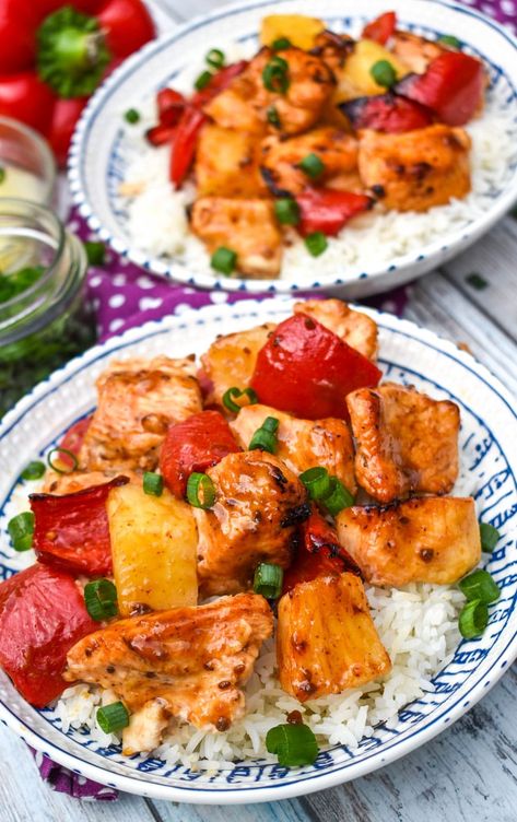 Air Fryer Pineapple Chicken Pineapple In Air Fryer, Pineapple Chicken Breast, Air Fryer Pineapple, Chicken And Pineapple, Hibachi Chicken, Sweet Bell Peppers, Pineapple Recipes, Sweet N Sour Chicken, Air Fried Chicken