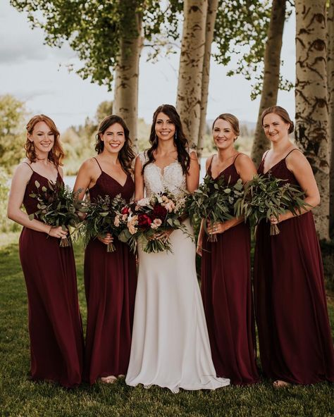 Burgundy bridesmaids dresses are on trend this year and we love it!  Portland Bridal Boutique (@charlottesweddings) • Instagram photos and videos December Wedding Dress Colorsbridesmaid, Winter Wedding Bridesmaid Dresses Wine, Winter Bridesmaid Dressesbrown Btifrsmaid Dresses, Burgandy Bridesmaids Dress, Young Bridesmaid Dresses, Wine Colored Bridesmaid Dresses Tulle & Chantilly, Birdy Grey Bridesmaid Cabernet, Burgundy Chiffon Bridesmaid Dresses, Bridesmaid Dresses Burgundy