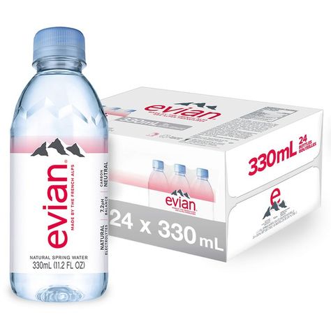 evian Natural Spring Water 330 mL/11.2 Fl Oz (Pack of 24) Mini-Bottles, Naturally Filtered Spring Water Small Water Bottles Evian Water, Packaging Box Design, Natural Electrolytes, Mini Water Bottles, Natural Hydration, Natural Spring Water, Small Water Bottle, Natural Spring, Hydrating Drinks