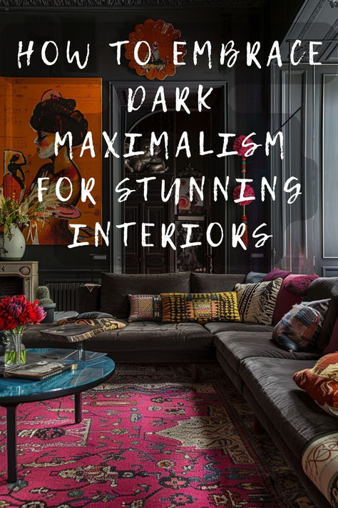 Curious About Dark Maximalism? Learn How To Combine Rich Textures And Dark Colors For A Bold Interior Statement. Click To Embrace! 🏡🖤🎨 #DarkMaximalism #BoldInteriors #RichTextures #StunningDecor #InteriorDesign Moody Maximalist Shelves, Decor Aesthetic Types, Dark Maximalism Living Room, Traditional Maximalism, Dark Studio Apartment, Dark Maximalist Decor, Cozy Whimsigoth, Maximalism Interior Design, Dark Maximalism