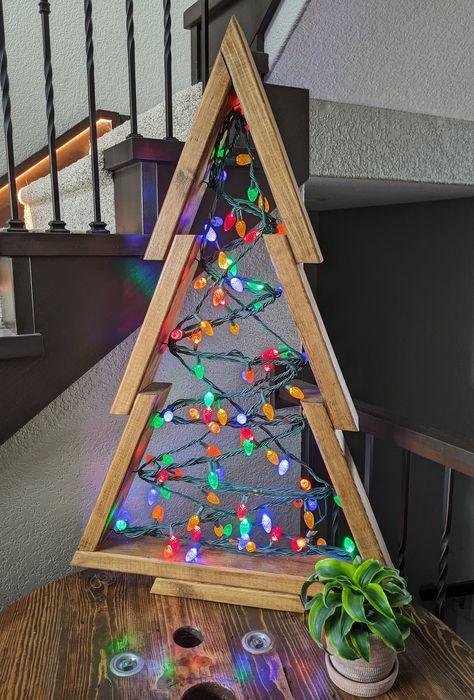 Premium Extra Extra Large Wooden Porch or Tabletop Christmas - Etsy Outdoor Led Lights, Christmas Diy Wood, Sustainable Christmas, Pallet Christmas, Wooden Porch, Unique Christmas Decorations, Wood Christmas Tree, Tabletop Christmas Tree, Christmas Décor