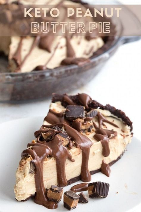 Keto Peanut Butter Pie, Dairy Free Cream Cheese, Keto Peanut Butter, Postre Keto, Chocolate Crust, Low Carb Dessert, Keto Cake, Keto Brownies, Peanut Butter Filling