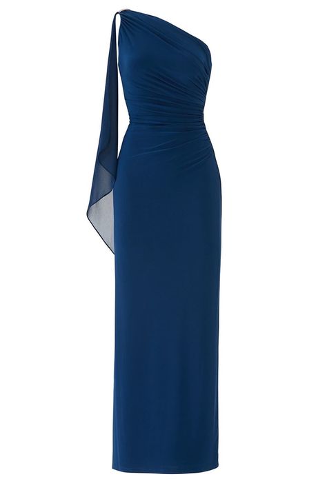 Classy Winter Dress Formal, Ralph Lauren Evening Dress, Ralph Lauren Formal Dresses, Ralph Lauren Blue Dress, Formal Dresses Blue Long, Ralph Lauren Dresses Classy, Fancy Dresses Blue, Off Shoulder Dress Formal Classy, Elegant Evening Gowns Classy