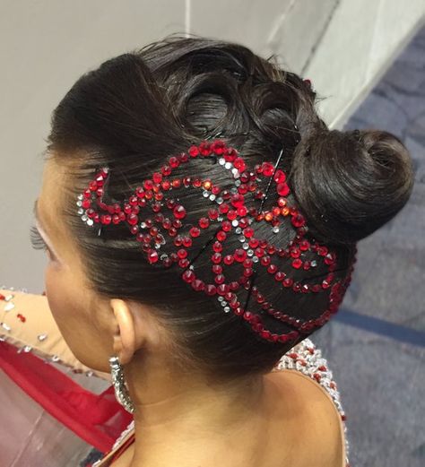 Dancer Hairstyles, Dance Hair Piece, Ice Hair, Hair Rhinestone, Ballroom Jewelry, Jewelry Sewing, Ballroom Hair, Wedding Night Lingerie, Braided Updo Wedding