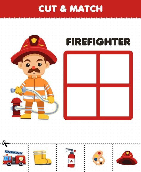 Community Helpers Games, Cartoon Firefighter, Holi Pics, Chinese Flashcards, Police Activities, Cartoon Chef, Community Helpers Preschool, Cut And Glue, Physical Activities For Kids