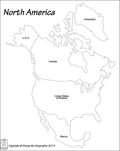 America Map Illustration, Spanish Speaking Countries Map, Us Map Printable, America Map Art, America Outline, Blank World Map, World Map Outline, North America Continent, World Map Continents