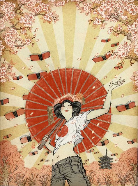 sketchtravel / yuko shimizu / exhibition poster Kyoto Poster, Yuko Shimizu, Frozen Kids, Red Umbrella, School Of Visual Arts, Japanese Illustration, Art Asiatique, Art Japonais, Japan Art