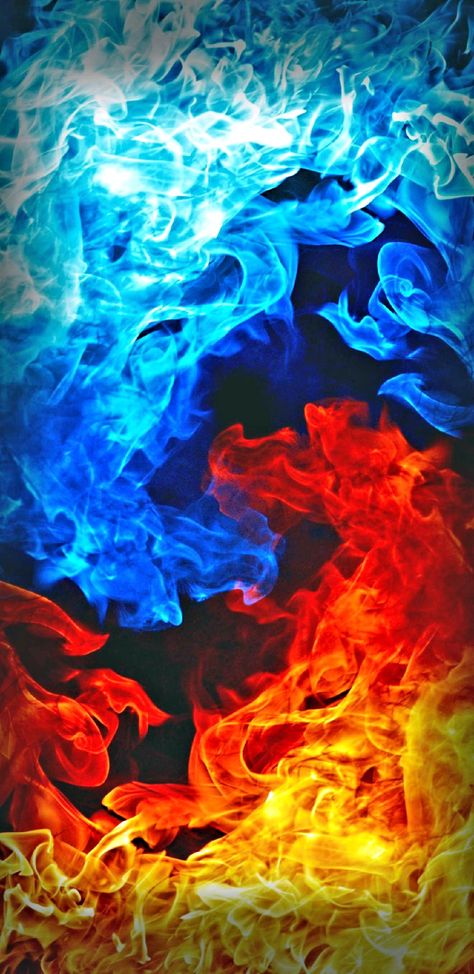 Anime Fire, Fire Wallpaper, Genshin Impact Wallpaper, Fire And Water, Wallpaper Collection, Fire And Ice, Black Wallpaper, Genshin Impact, Red Blue