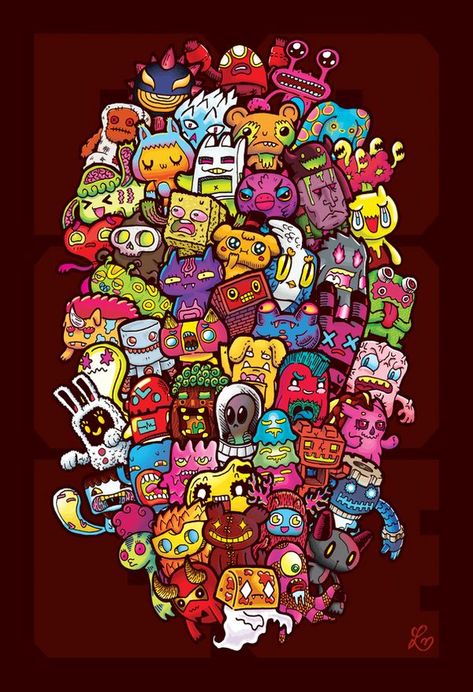 Hidden Doodles' 50 Monsters by LeiMelendres on DeviantArt Doodle Monster, Arte Doodle, Doodle Characters, Graffiti Doodles, Doodle Art Journals, Doodle Art Drawing, Doodle Inspiration, Doodle Coloring, Graffiti Wallpaper