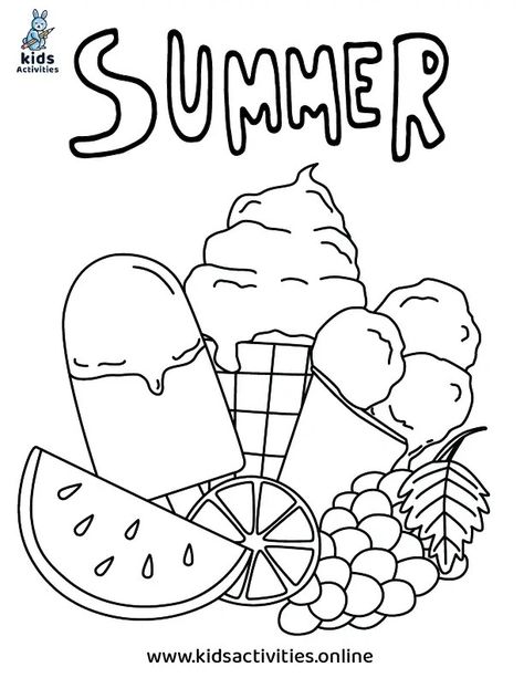 10+ Free Printable Summer Coloring Pages ⋆ Kids Activities Sheets For Coloring, Summer Safety Coloring Pages, Prek Coloring Sheets Free Printables, Color Sheets For Preschool, School Age Coloring Pages, Summer Coloring Sheets Aesthetic, Summer Time Coloring Pages, Summertime Coloring Pages, Free Summer Coloring Sheets