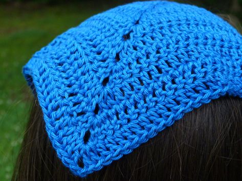 Headkerchief Crochet Pattern, Headkerchief Crochet, Cotton Yarn Projects, Kerchief Pattern, Head Kerchief, Crochet Kerchief, Easy Crochet Headbands, Crochet Headband Pattern Free, Baby Headbands Crochet