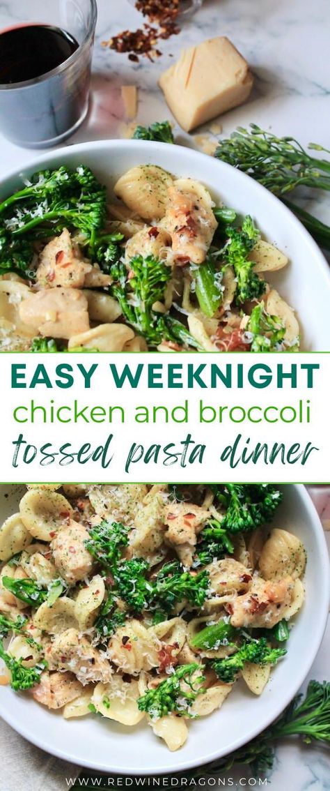 Short orecchiette pasta is tossed up in the pan with chicken, a little love from smoky diced bacon, and vibrant green baby broccolini for a simple and satisfying one pot weeknight pasta dinner. #broccolipasta #chickenpasta #pastadinner #easypastarecipes #broccolini Pasta With Broccolini, Chicken And Broccolini Recipes, Chicken Broccolini Recipe, Chicken And Broccolini, Chicken Broccolini, Chicken Broccoli Pasta Recipes, Broccolini Pasta, Baby Broccoli, Broccolini Recipe